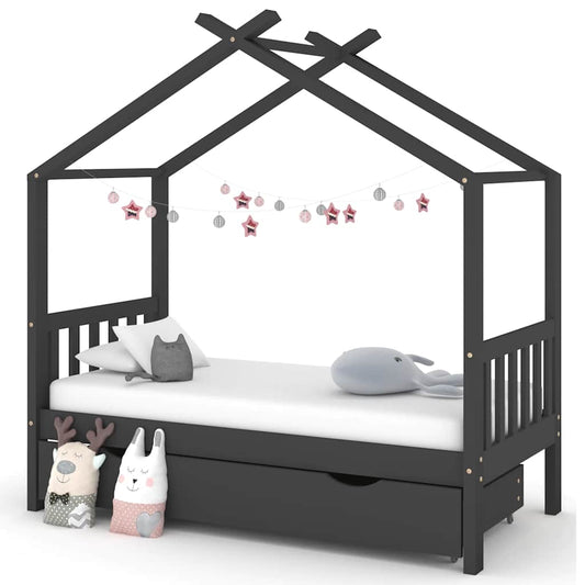 Giroletto per Bambini con Cassetto in Legno di Pino 80x160cm - homemem39