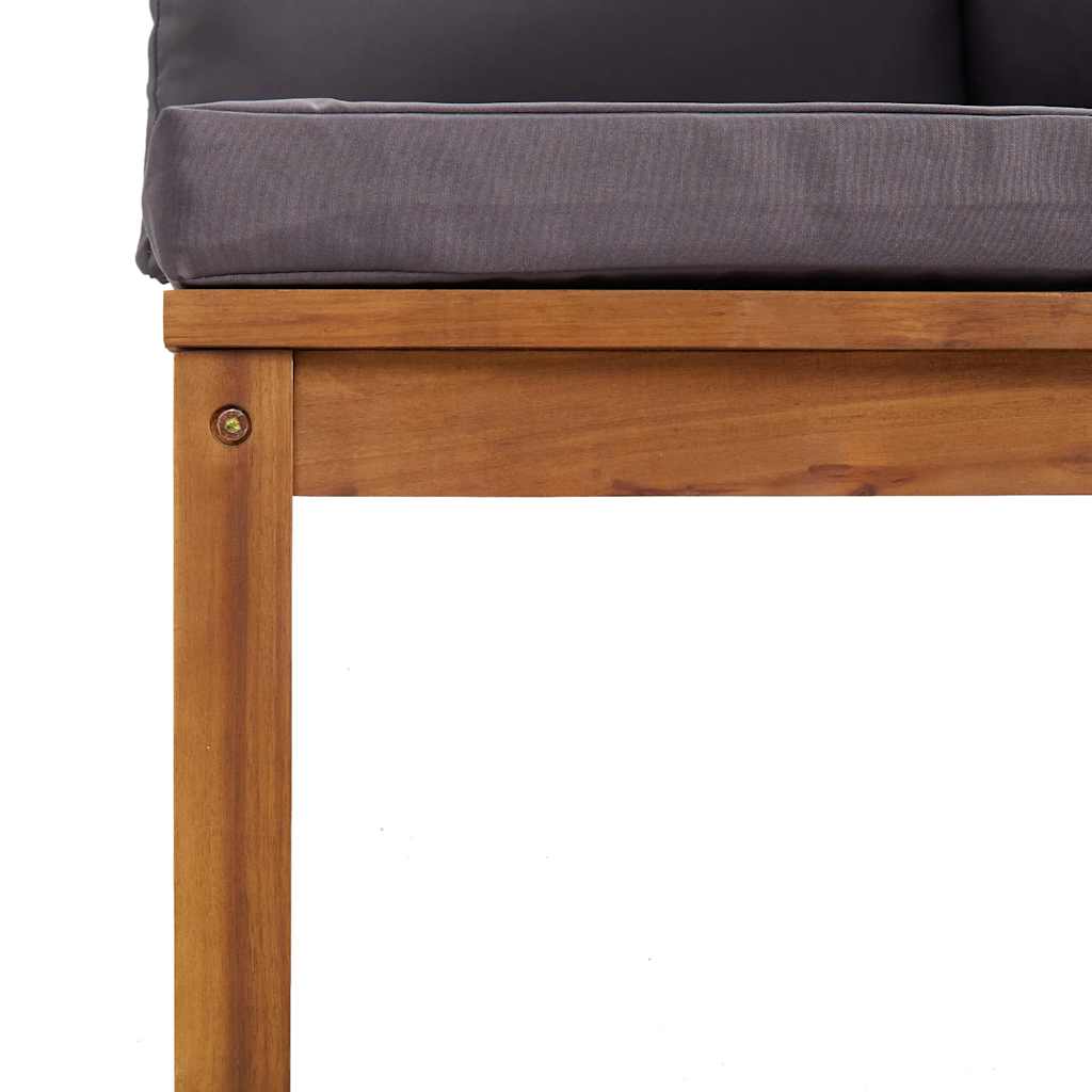 Divano Angolare Modulare Cuscini Grigio Scuro Massello Acacia