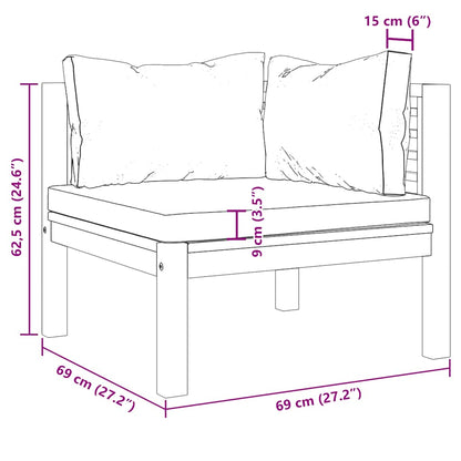 Divano Angolare Modulare Cuscini Grigio Scuro Massello Acacia
