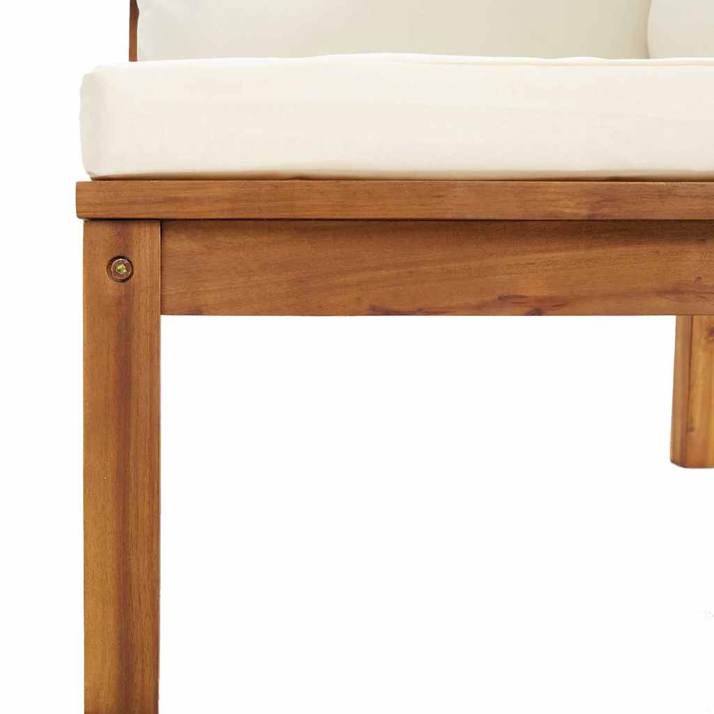 Divano Angolare Modulare Cuscini Bianco Crema in Legno d'Acacia