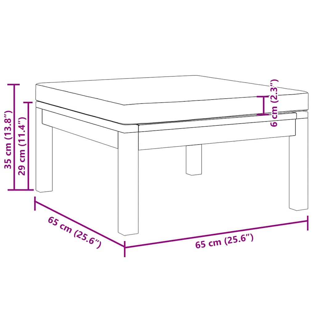 Poggiapiedi con Cuscino Grigio Scuro in Massello d'Acacia