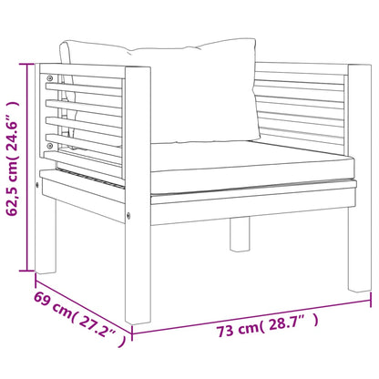 Sedia da Giardino con Cuscino Crema in Legno Massello di Acacia - homemem39