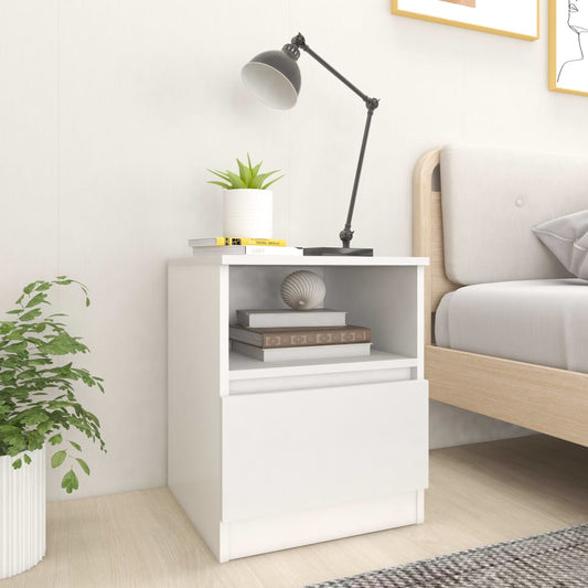 Comodino Bianco 40x40x50 cm in Legno Multistrato - homemem39
