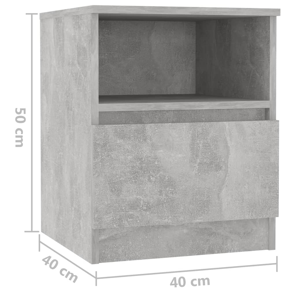 Comodini 2 pz Grigio Cemento 40x40x50 cm in Legno Multistrato - homemem39
