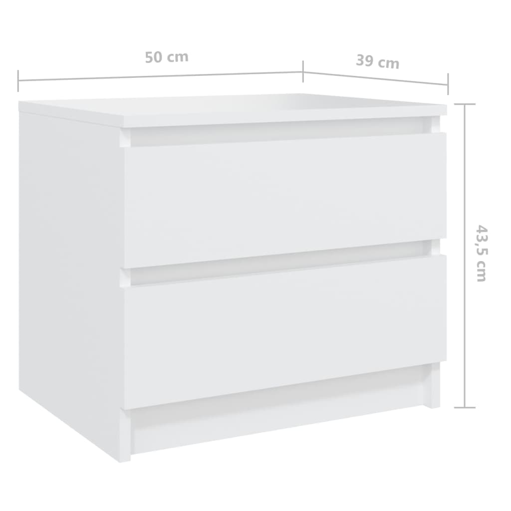 Comodini 2 pz Bianchi 50x39x43,5 cm in Legno Multistrato