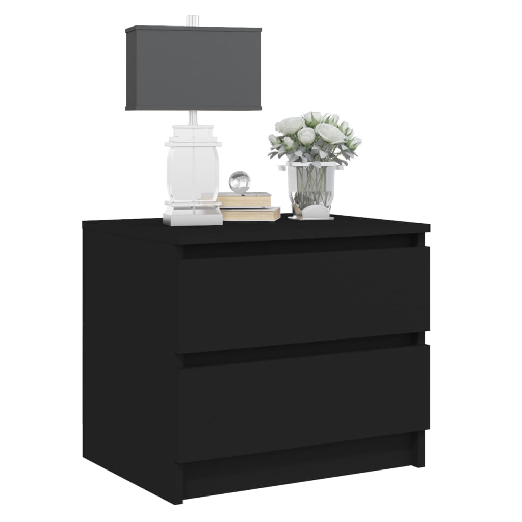 Comodino Nero 50x39x43,5 cm in Legno Multistrato - homemem39