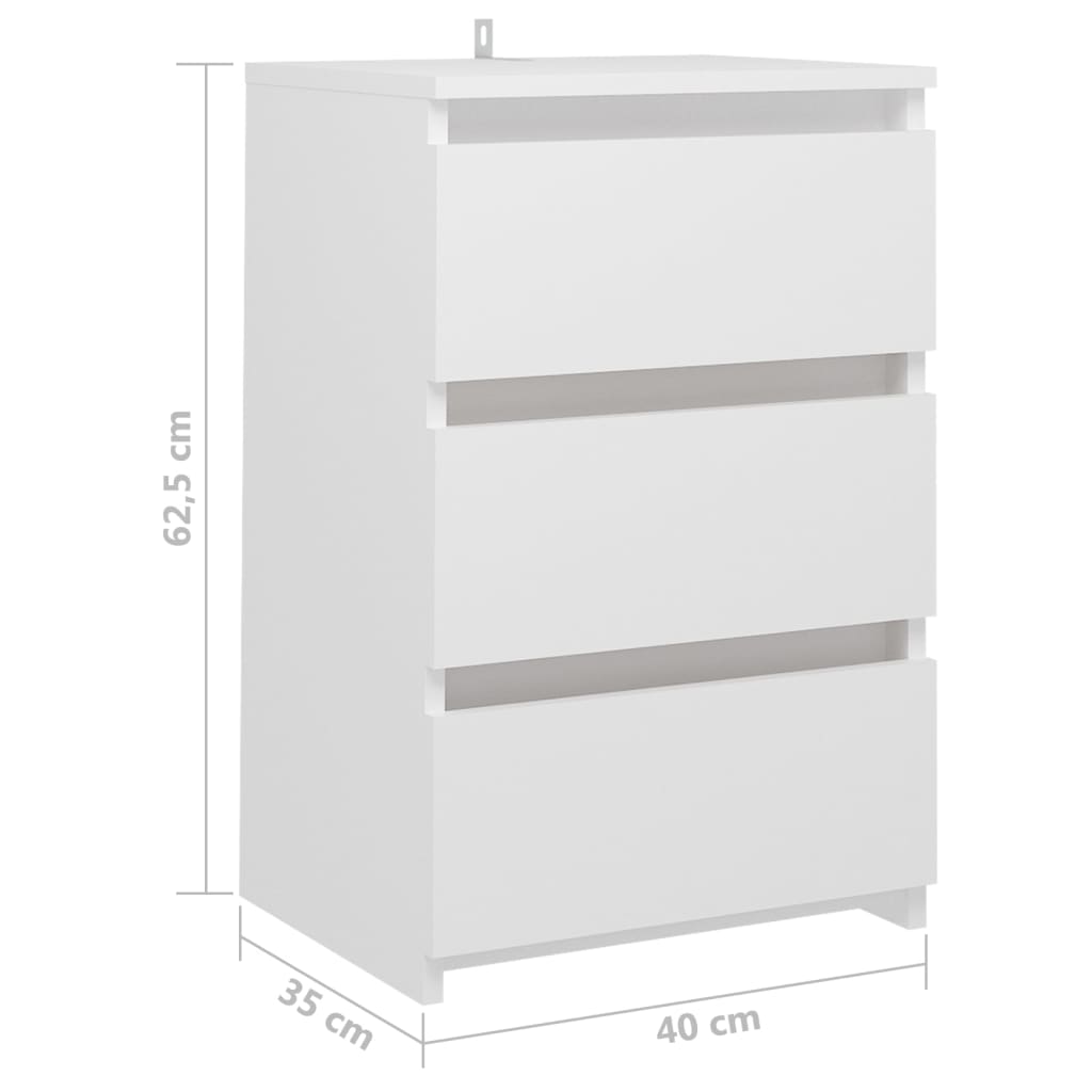 Comodino Bianco 40x35x62,5 cm in Legno Multistrato - homemem39