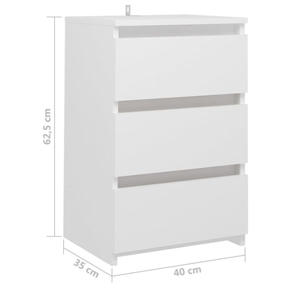 Comodino Bianco 40x35x62,5 cm in Legno Multistrato - homemem39
