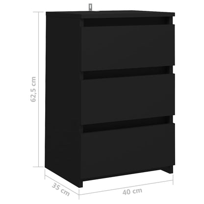 Comodino Nero 40x35x62,5 cm in Legno Multistrato - homemem39