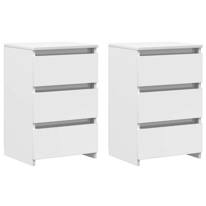 Comodini 2pz Bianco Lucido 40x35x62,5 cm in Legno Multistrato