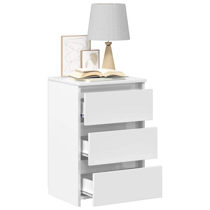 Comodini 2pz Bianco Lucido 40x35x62,5 cm in Legno Multistrato