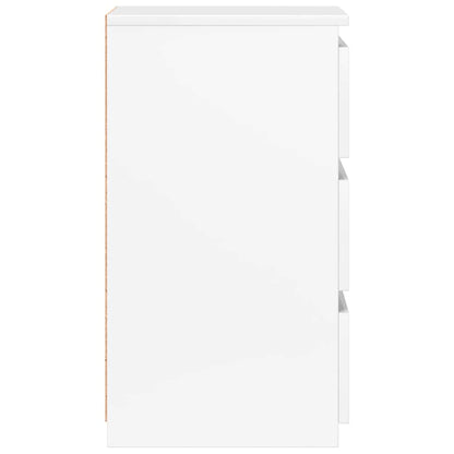 Comodini 2pz Bianco Lucido 40x35x62,5 cm in Legno Multistrato