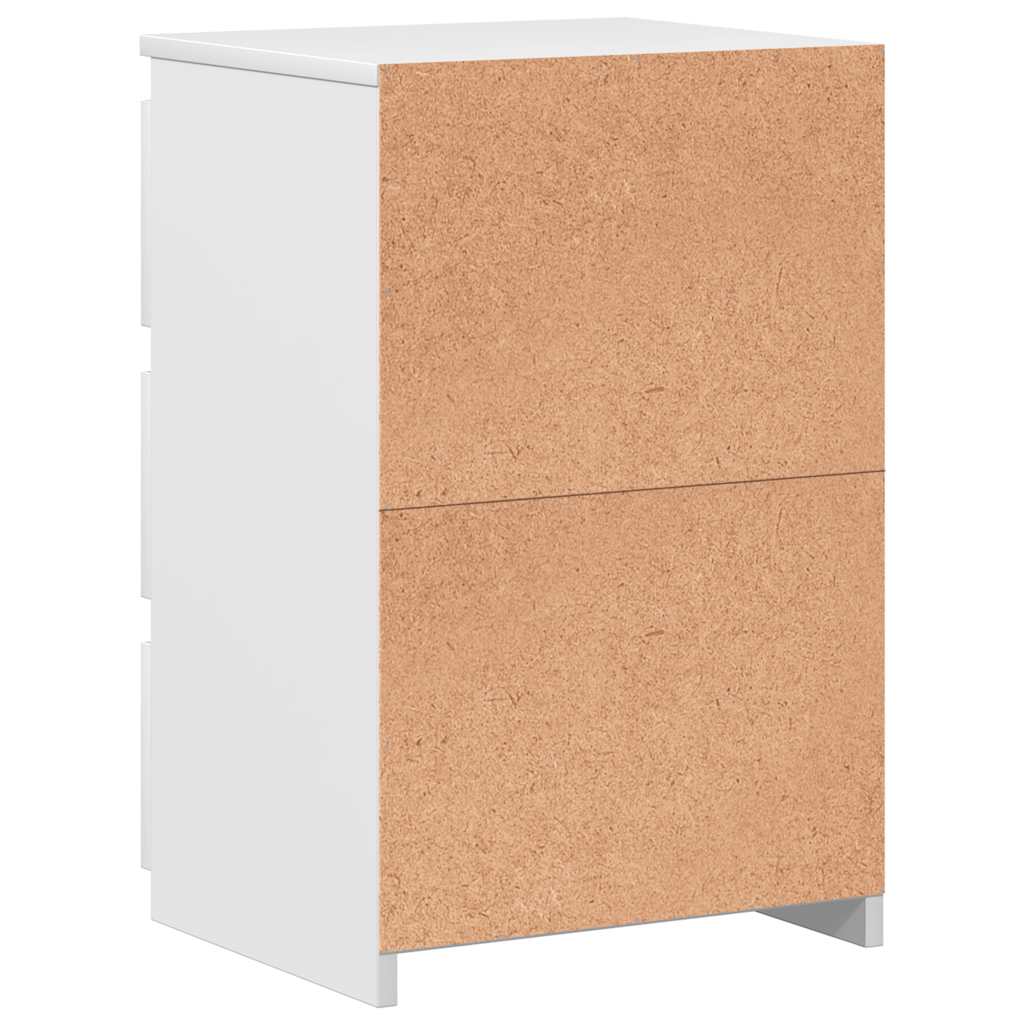 Comodini 2pz Bianco Lucido 40x35x62,5 cm in Legno Multistrato