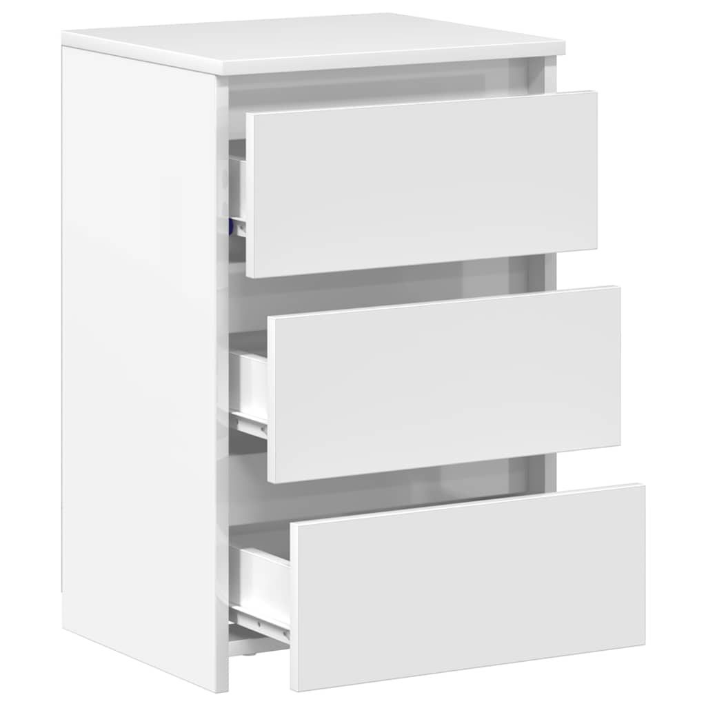 Comodini 2pz Bianco Lucido 40x35x62,5 cm in Legno Multistrato