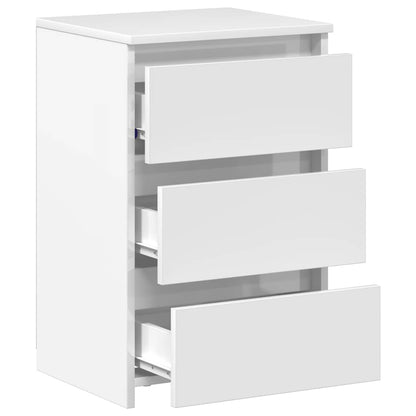 Comodini 2pz Bianco Lucido 40x35x62,5 cm in Legno Multistrato