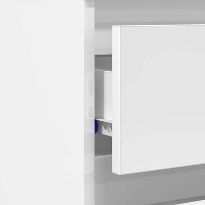 Comodini 2pz Bianco Lucido 40x35x62,5 cm in Legno Multistrato