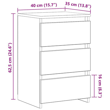 Comodini 2pz Bianco Lucido 40x35x62,5 cm in Legno Multistrato