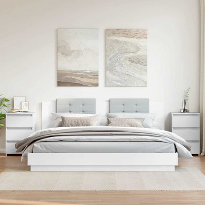 Comodini 2pz Bianco Lucido 40x35x62,5 cm in Legno Multistrato