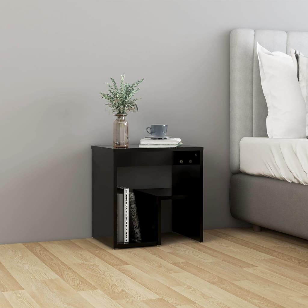 2 pcs Black Bedside Tables 40x30x40 cm in Multilayer Wood