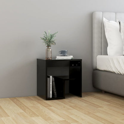 2 pcs Black Bedside Tables 40x30x40 cm in Multilayer Wood