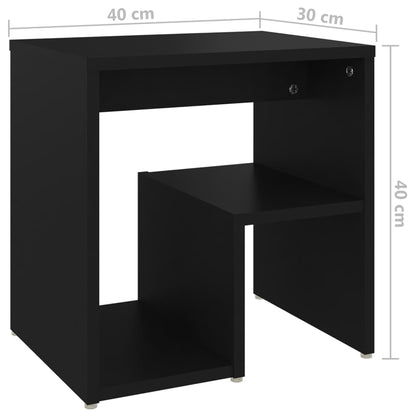 2 pcs Black Bedside Tables 40x30x40 cm in Multilayer Wood
