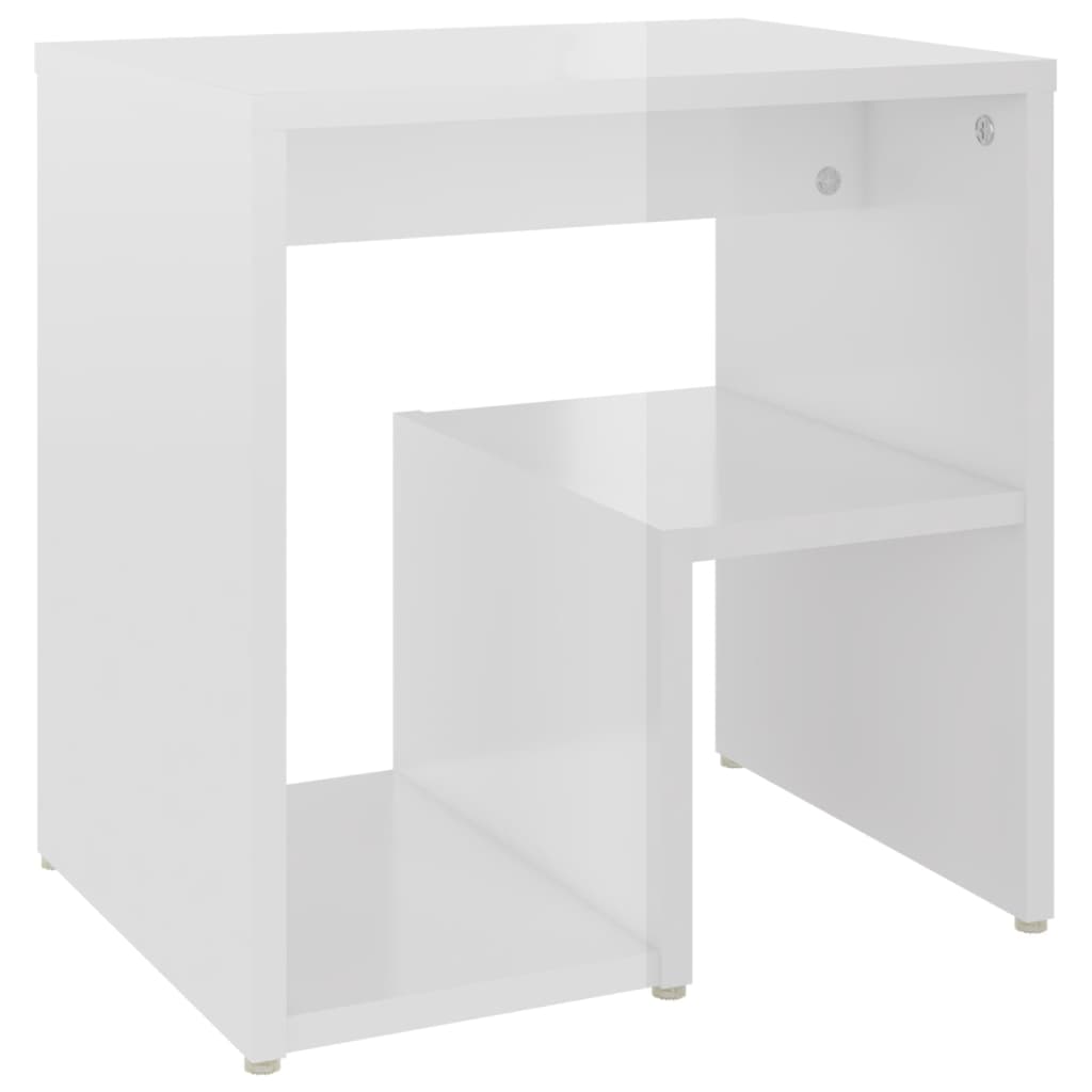 Comodino Bianco Lucido 40x30x40 cm in Legno Multistrato - homemem39