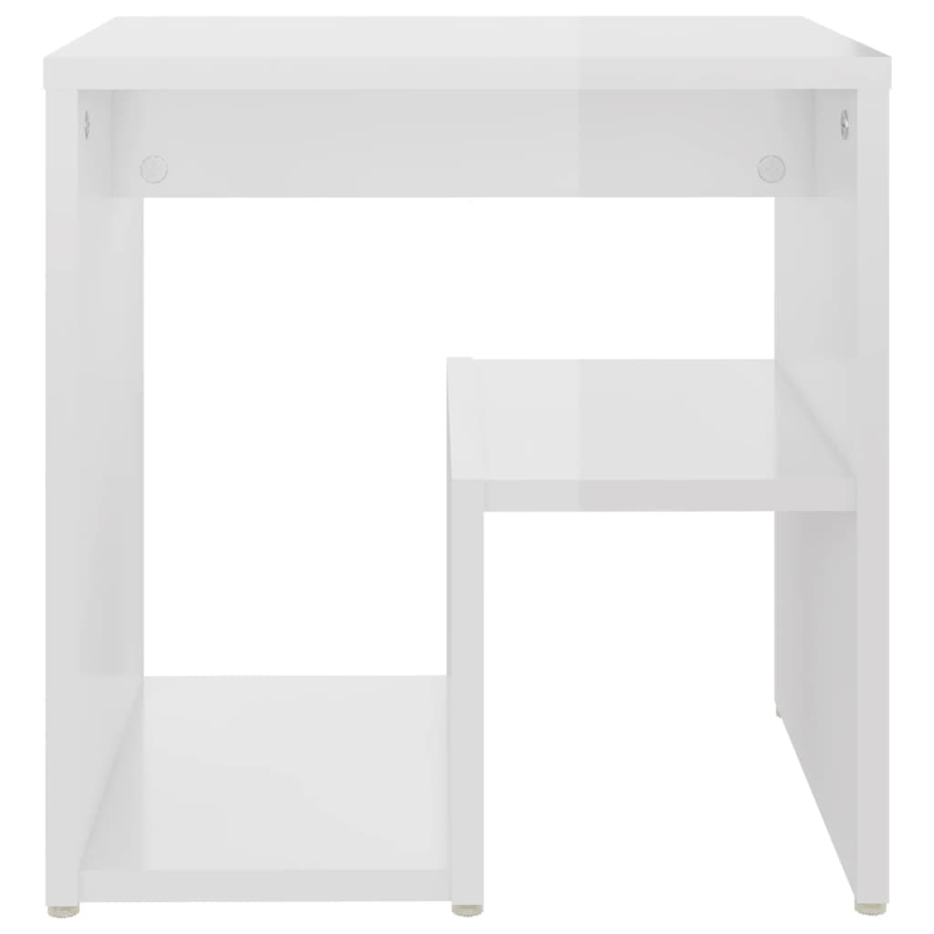 Comodino Bianco Lucido 40x30x40 cm in Legno Multistrato - homemem39