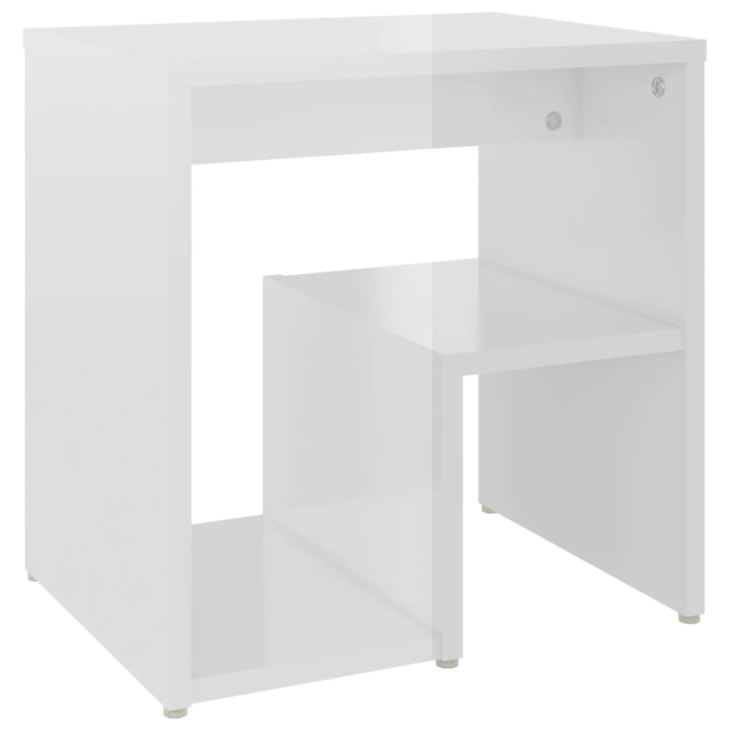 Comodini 2 pz Bianco Lucido 40x30x40 cm in Legno Multistrato - homemem39