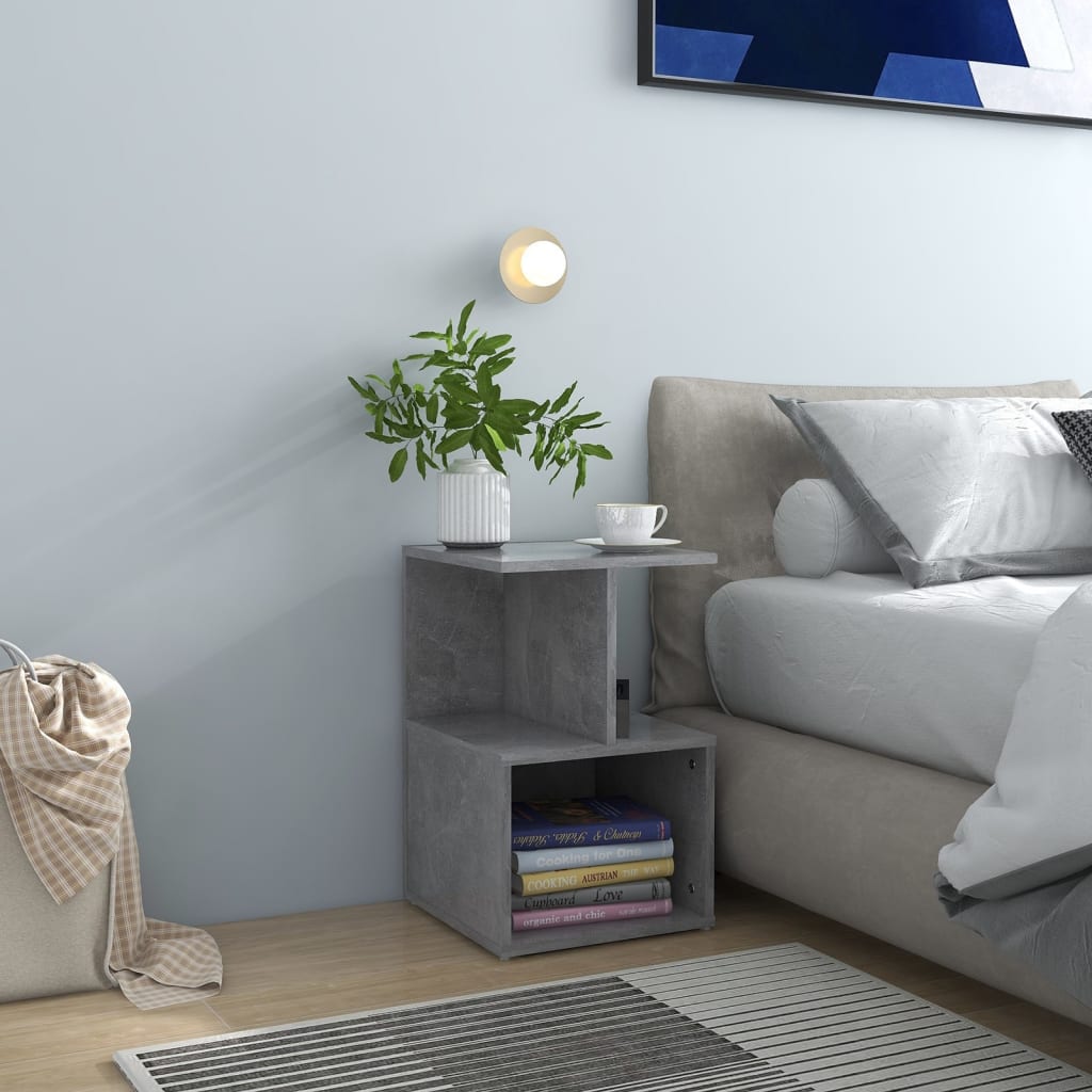 Comodino Grigio Cemento 35x35x55 cm in Legno Multistrato - homemem39