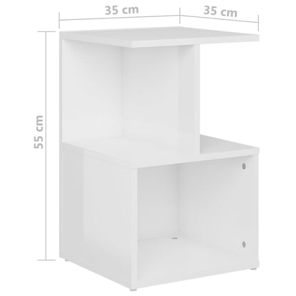 Comodini 2pz Bianco Lucido 35x35x55 cm in Legno Multistrato - homemem39