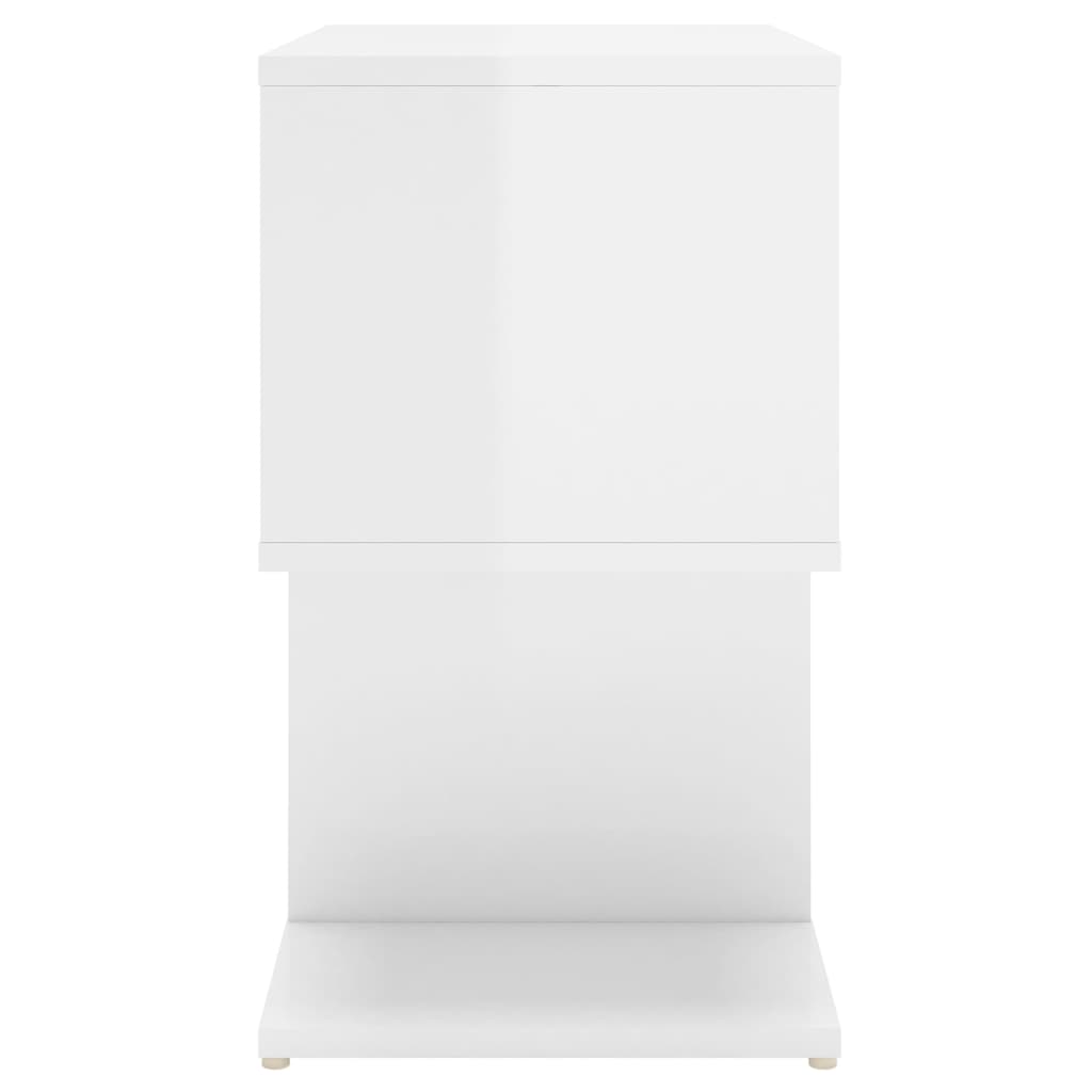 Comodino Bianco Lucido 50x30x51,5 cm in Legno Multistrato - homemem39