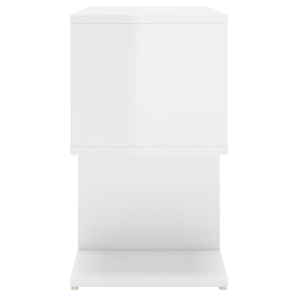Comodino Bianco Lucido 50x30x51,5 cm in Legno Multistrato - homemem39