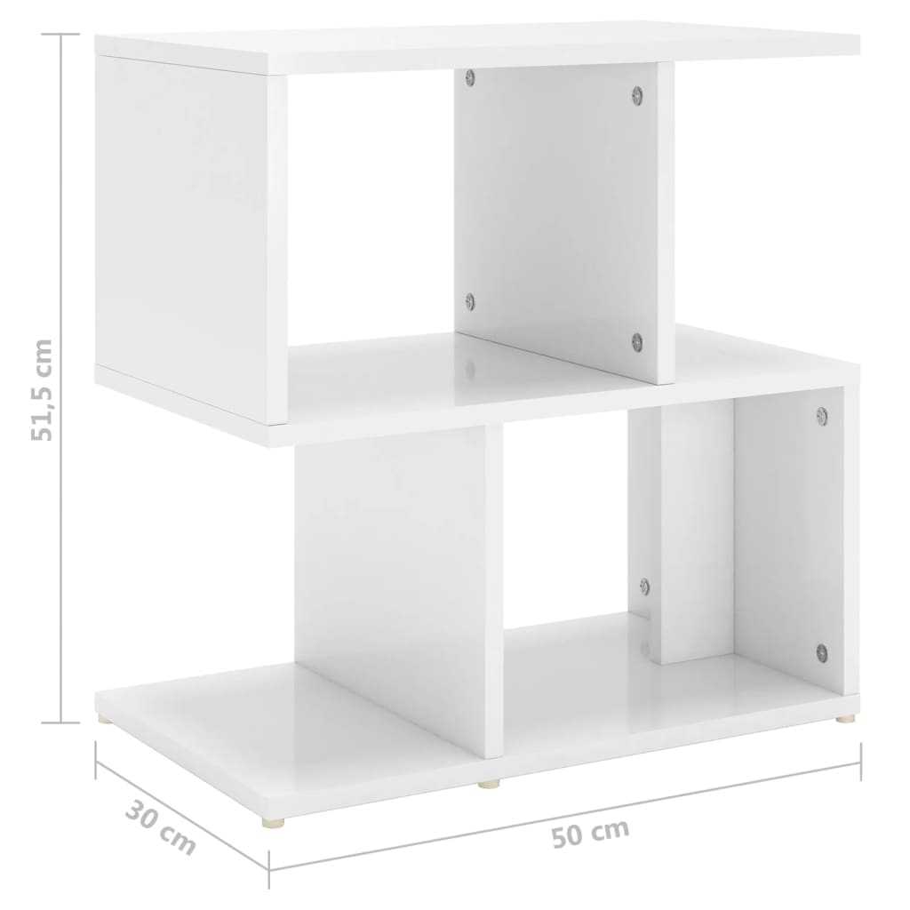 Comodino Bianco Lucido 50x30x51,5 cm in Legno Multistrato - homemem39