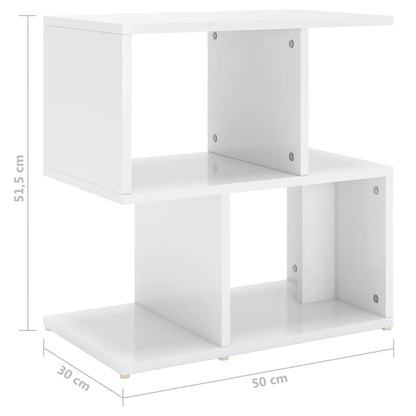 Comodino Bianco Lucido 50x30x51,5 cm in Legno Multistrato - homemem39