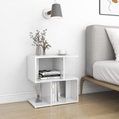 Comodino Bianco Lucido 50x30x51,5 cm in Legno Multistrato - homemem39