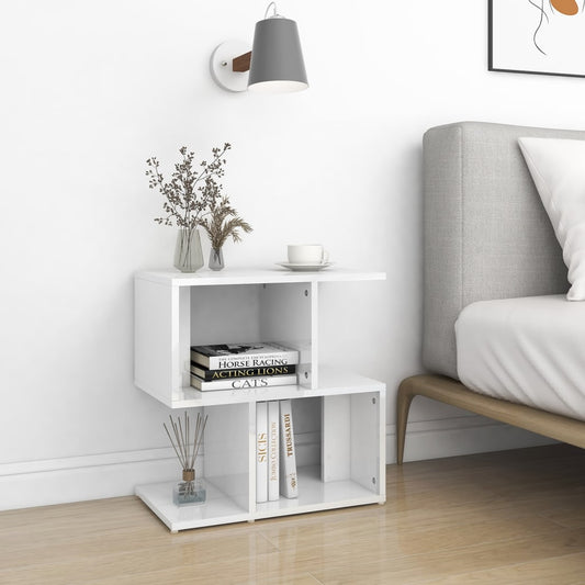 Comodino Bianco Lucido 50x30x51,5 cm in Legno Multistrato - homemem39