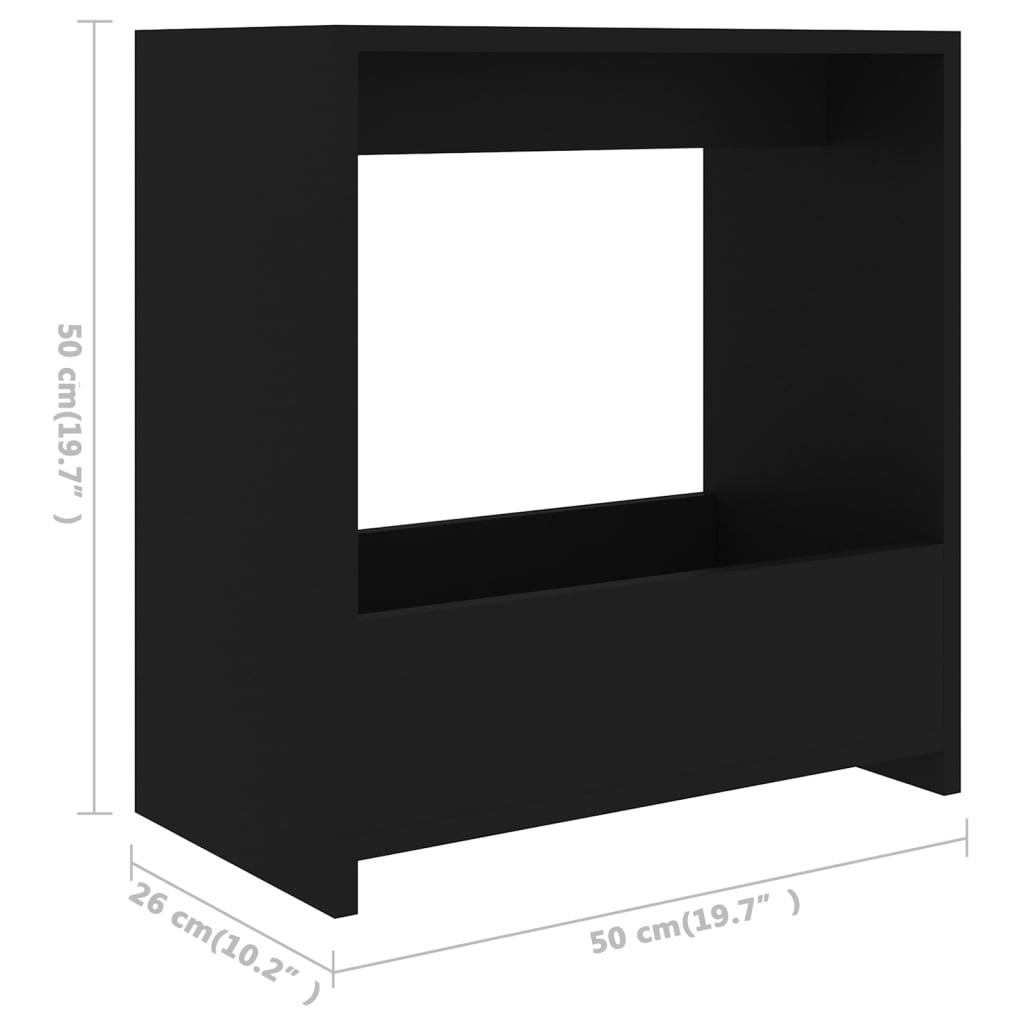 Tavolino Nero 50x26x50 cm in Legno Multistrato - homemem39