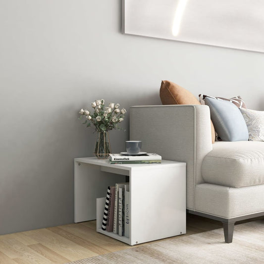 Tavolino Bianco 59x36x38 cm in Legno Multistrato - homemem39