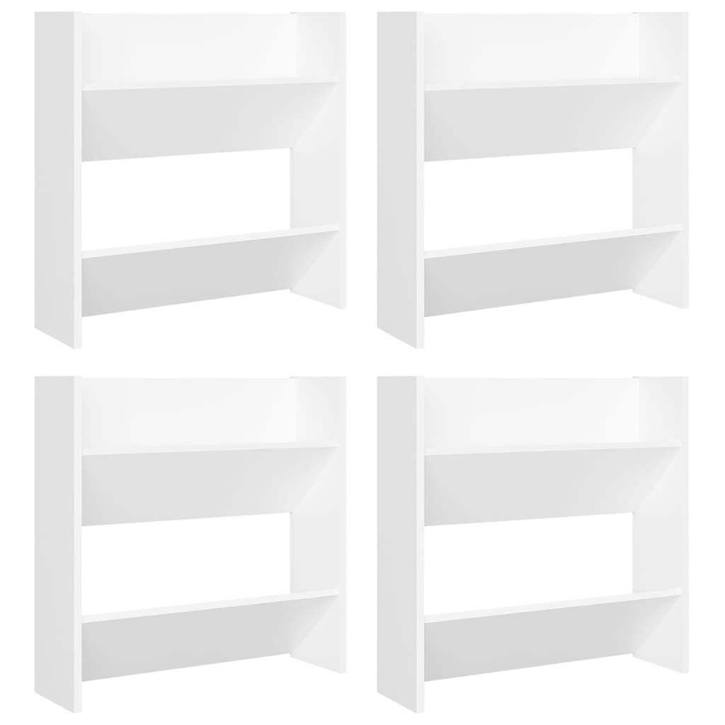Scarpiere a Muro 4 pz Bianche 60x18x60 cm in Legno Multistrato