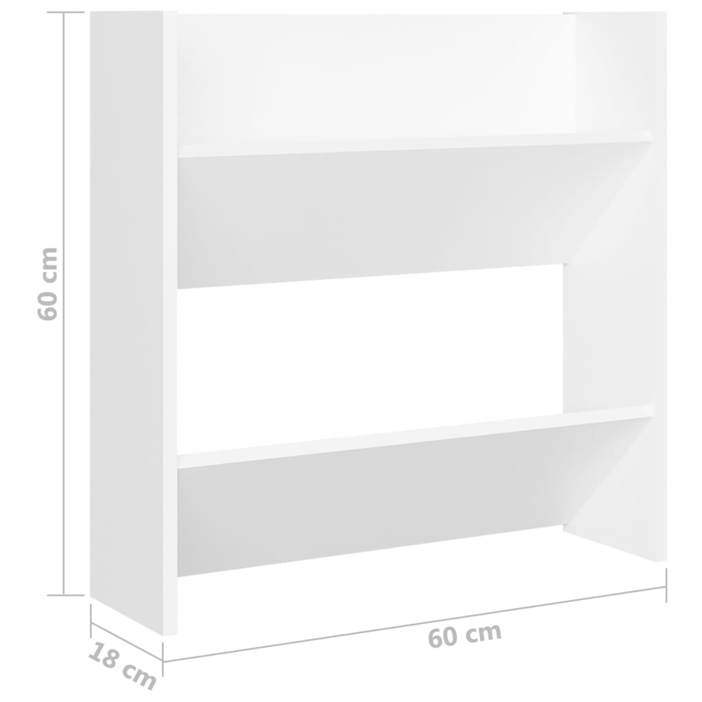 Scarpiere a Muro 4 pz Bianche 60x18x60 cm in Legno Multistrato