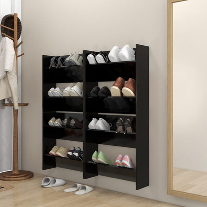 Scarpiere a Muro 4 pz Nere 60x18x60 cm in Legno Multistrato - homemem39