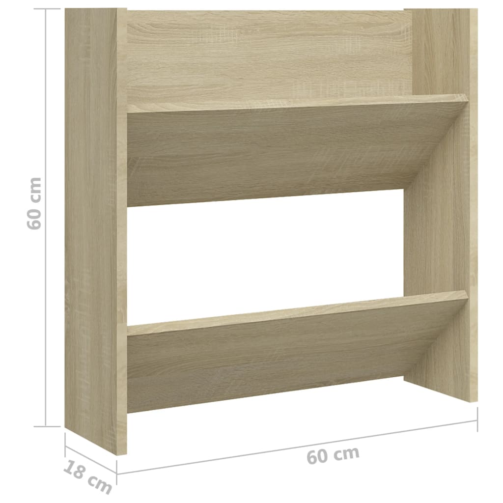Scarpiera a Muro Rovere Sonoma 60x18x60 cm in Legno Multistrato