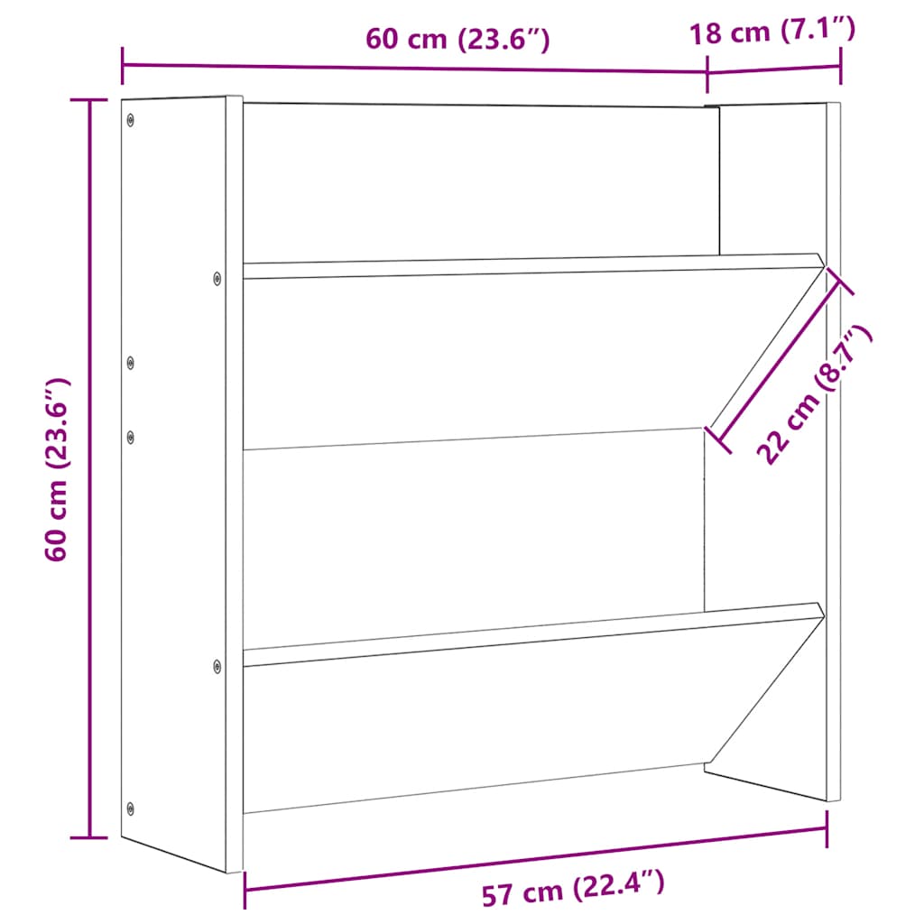 Scarpiera a Muro Rovere Sonoma 60x18x60 cm in Legno Multistrato