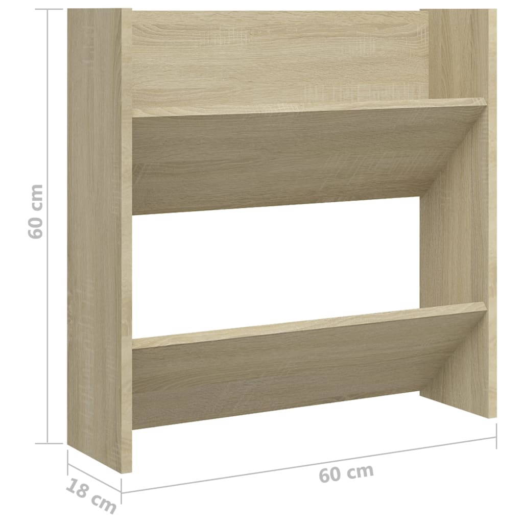 Scarpiere a Muro 2pz Rovere Sonoma 60x18x60cm Legno Multistrato