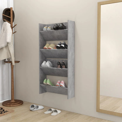 Scarpiere Muro 2pz Grigio Cemento 60x18x60cm Legno Multistrato
