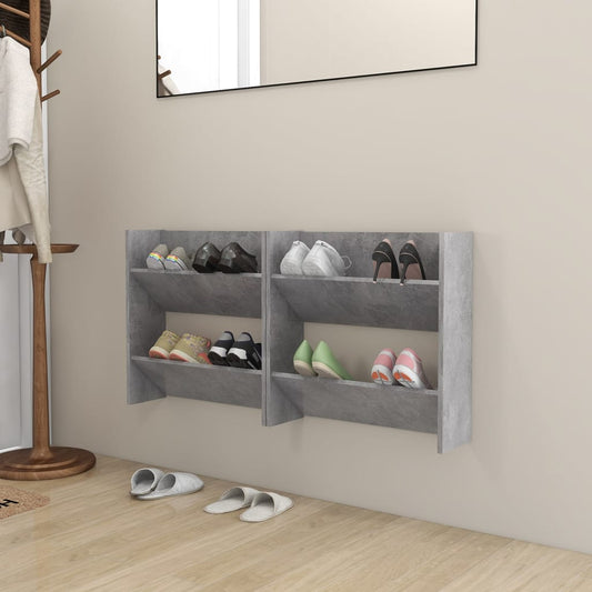 Scarpiere Muro 2pz Grigio Cemento 60x18x60cm Legno Multistrato