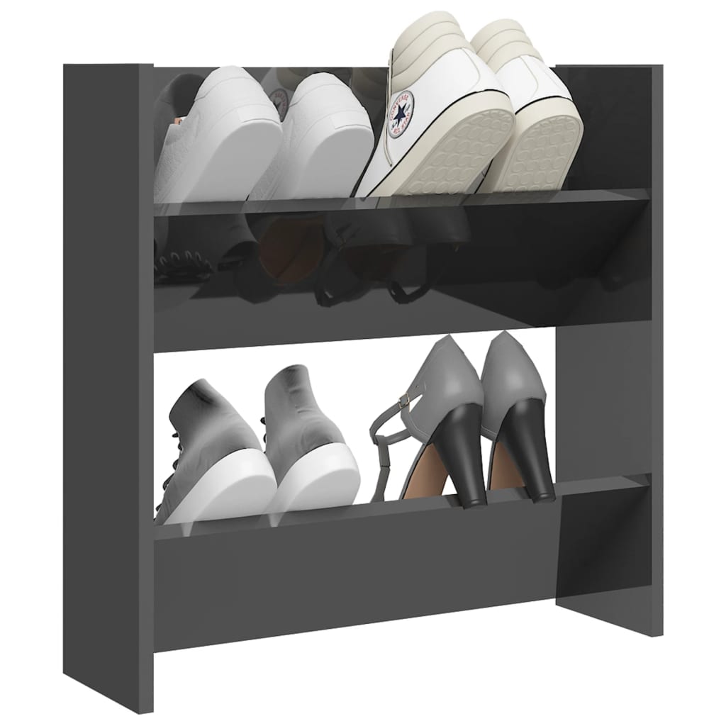 Scarpiera a Muro Grigio Lucido 60x18x60 cm in Legno Multistrato - homemem39