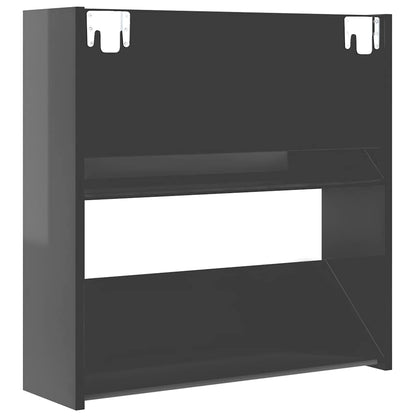 Scarpiera a Muro Grigio Lucido 60x18x60 cm in Legno Multistrato | homemem39
