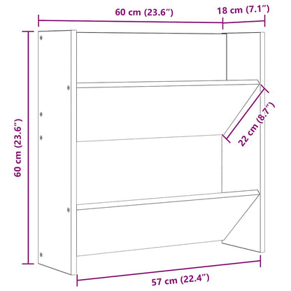 Scarpiere a Muro 4pz Grigio Lucido 60x18x60cm Legno Multistrato | homemem39