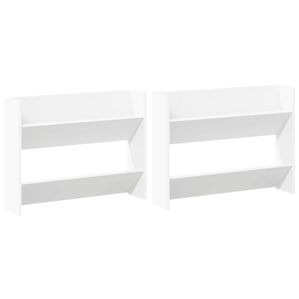 Scarpiere a Muro 2pz Bianche 80x18x60 cm in Legno Multistrato